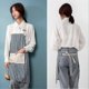 thumbnail image 3 of Striped Cotton Canvas Kitchen Apron with Two Practical Pockets for Cooking Blue, 3 of 4