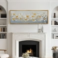 thumbnail image 3 of Large Framed Canvas Print Golden Butterfly Swarm Framed Canvas - Elegant Modern Nature Artwork Wall Art Decorative Ready to Hang Painting for Living room Bedroom - 60"x20" Natural Frame, 3 of 7
