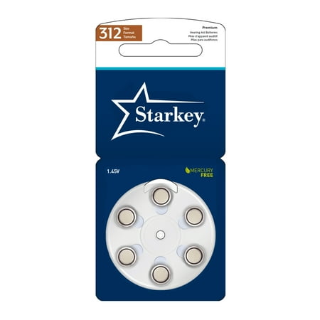 Starkey Size 312 Premium Hearing Aid Batteries 60 Pack - Long Easy Tab - Mercury-Free - Zinc Air Technology - Made in USA - Plus Keychain Battery Case