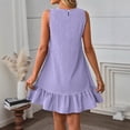 thumbnail image 4 of cocolona Womens Summer Mini Dress Crew Neck Sleeveless Ruffle Flowy Tank Dress Casual Vacation Beach Sundress, 4 of 6