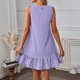 thumbnail image 5 of TaTaai Women's Lightweight Slip Mini Dress Solid Color Round Neck Sleeveless Casual Polyester Summer Dress Gift, 5 of 7