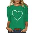 thumbnail image 3 of Qetyuw Women's 3/4 Length Sleeve Tops Casual Crew Neck Tshirts Fashion Love Heart Graphic Tees Plus Size Valentine's Day Shirt, 3 of 6