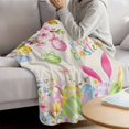 thumbnail image 3 of Happy Easter Blanket Soft Cozy Warm Throw Blanket for Couch, Plush Fuzzy Flannel Fleece Blankets for Sofa, Spring Farmhouse Bunny Eggs Flower Beige Bed Blankets Lightweight Gifts for Women, 40"x60", 3 of 9