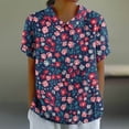 thumbnail image 1 of Fiudx Camisetas para Mujer Camiseta Holgada Informal con Estampado para Mujer, Tops de Manga Corta con Cuello de Muñeca, Blusa Bonita y de Lino, 1 of 4