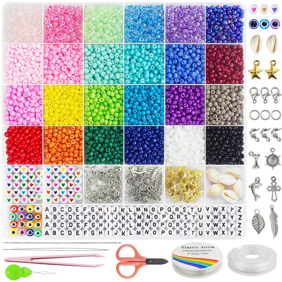 Kit de perlas para hacer joyas Redtwo, 3400 unidades, semillas de vidrio de 4 mm