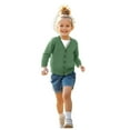 thumbnail image 3 of SGMVNU Girls Sweaters Classic Button Front Cardigan Knit Sweater for Girls and Boys Comfortable Open Front Coat for Kids(Size 5-6 Years, Light Green), 3 of 8