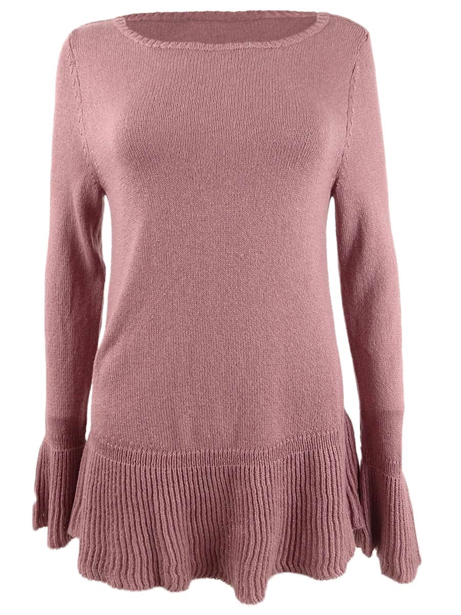 Style & Co. Women's Ruffle Hem Knit Sweater (XS, Baroque Mauve) - Walmart.com - Walmart.com