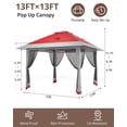 thumbnail image 7 of 13x13 PopUp Gazebo, Canopy Tent, Height Adjustable, Outdoor Gazebo for Backyard & Patio Furniture, Pop Up Tent with Mosquito Netting, 7 of 7