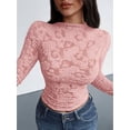 thumbnail image 5 of FreshPretty Mesh Long Sleeve Tops for Women Lace Sexy Sheer Tight See Through Crew Neck Spring Fall Party Club Outfits, 5 of 6