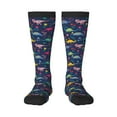 thumbnail image 2 of Picia Women Crew Soft Moisture-wicking Socks Dinosaur Flowers Pattern Design Cotton Socks, One Size fit All, 2 of 9