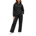 thumbnail image 5 of Zynoxe Womens Two Piece Sweatsuits Sets Casual Solid Color Zipper Hoodies and Wide Leg Pants Lounge Sets Trendy Soft Comfortable Matching Outfit Black S, 5 of 6