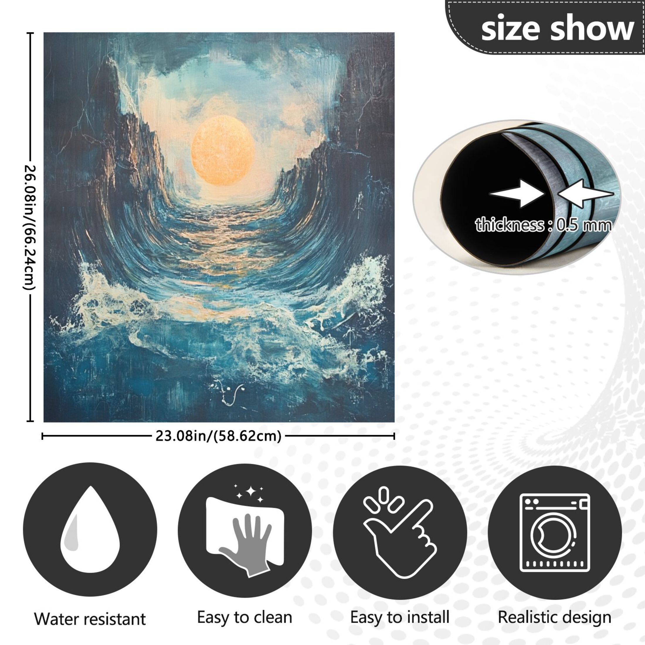 Dishwasher Magnetic Sticker 23x26 Inch Refrigerator Magnetic Sticker Washing Machine Magnetic Sticker Kitchen Panel Magnetic Sticker Home Decor Beautiful Sun and Sea