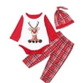 thumbnail image 6 of Family Matching Christmas Pajamas Deer Pattern Long Sleeve Tops Plaid Pants Sleepwear Set, 6 of 7