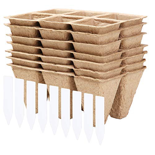 URATOT 6 Pack Peat Pots Kits Seed Starter Eco-Friendly Enhance Aeration with Plant Tags for Home Plant Starters