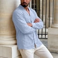 thumbnail image 7 of Rvwovn Men's Casual Linen-Like Shirts Long Sleeve Button Down Band Collar Tops for Summer and Beach Wear, 7 of 7
