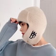 thumbnail image 3 of Eoperou Women Hat Embroidery Letter Solid Color Ear Protection Stretch Autumn Winter Coldproof Beanie Hat Streetwear, 3 of 8