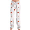 thumbnail image 5 of Valentines Women Comfy Casual Pajama Pants Heart Print Soft Lounge Pants Drawstring Jogger Wide Leg Athletic Pants, 5 of 7