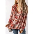 thumbnail image 5 of Women's Pink Split V Neck Printed Blouse, 5 of 5