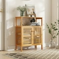 thumbnail image 6 of Costway Bamboo Storage Cabinet with Double Louvered Doors Open Shelf & Removable Shelf, 6 of 10