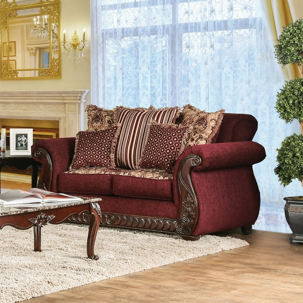 Furniture of America Fova Traditional Fabric Upholstered Loveseat
