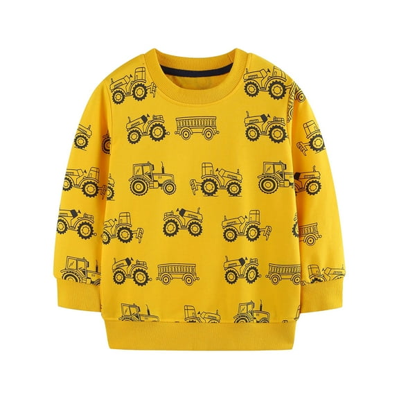 Jamsmile Toddler Boys Sweatshirts Autumn Graphic Long Sleeve Crewneck Pullover Child Boys Cozy Lined Winter Tops Soft Hoodies