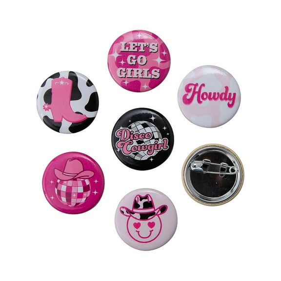Fun Express Disco Cowgirl Mini Buttons - 48 Pc
