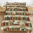 thumbnail image 4 of Vintage Bookshelf Floral Pattern Set Duvet Cover Bedding Set Duvet Cover Polyester Quilt Cover for Full Size, 4 of 6