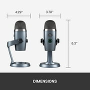 Blue Yeti Nano Professional Condenser USB Microphone with Multiple Pickup Patterns & No-Latency Monitoring for Recording and Streaming on PC & Mac - Shadow Gray