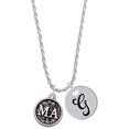 thumbnail image 1 of Delight Jewelry Silvertone Medical Assistant Caduceus Seal - MA Silvertone Script Initial Disc - G - Charm Necklace, 20"+3", 1 of 4