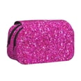 thumbnail image 1 of Disketp Rose Red Glitter Estuche de Lápices de Doble Capa con Tapa Abatible y Cremallera, Organizador Escolar para Adolescentes y Adultos, 1 of 7