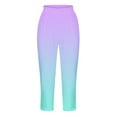 thumbnail image 4 of Stamzod Gym Leggings for Women Fashion Gradient Printing Summer Stretch Waist Capri Leggings Casual Slim Fitting Plus Size Capris for Women Mint Green C XXXL, 4 of 5