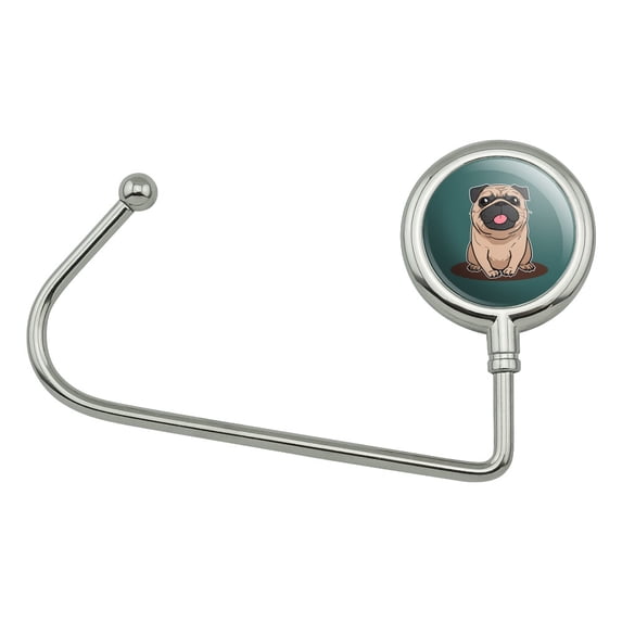 Pug Sticking Out Tongue Purse Bag Hanger Holder Hook