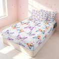 thumbnail image 3 of Erosebridal Princess Butterfly Zipper Queen Comforter Set with Fitted Sheet and 2 Pillowcases, Chic Animal Zipper Bedding Set, Pink Reversible, Purple Red Blue, Pink Reversible, 3 of 7