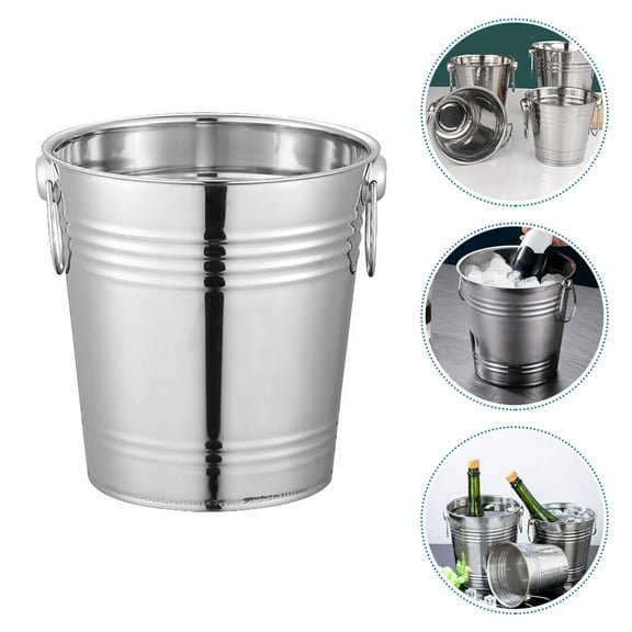 CRILSTYLEO Hotel Ice Bucket Stainless Steel Silver 1Set