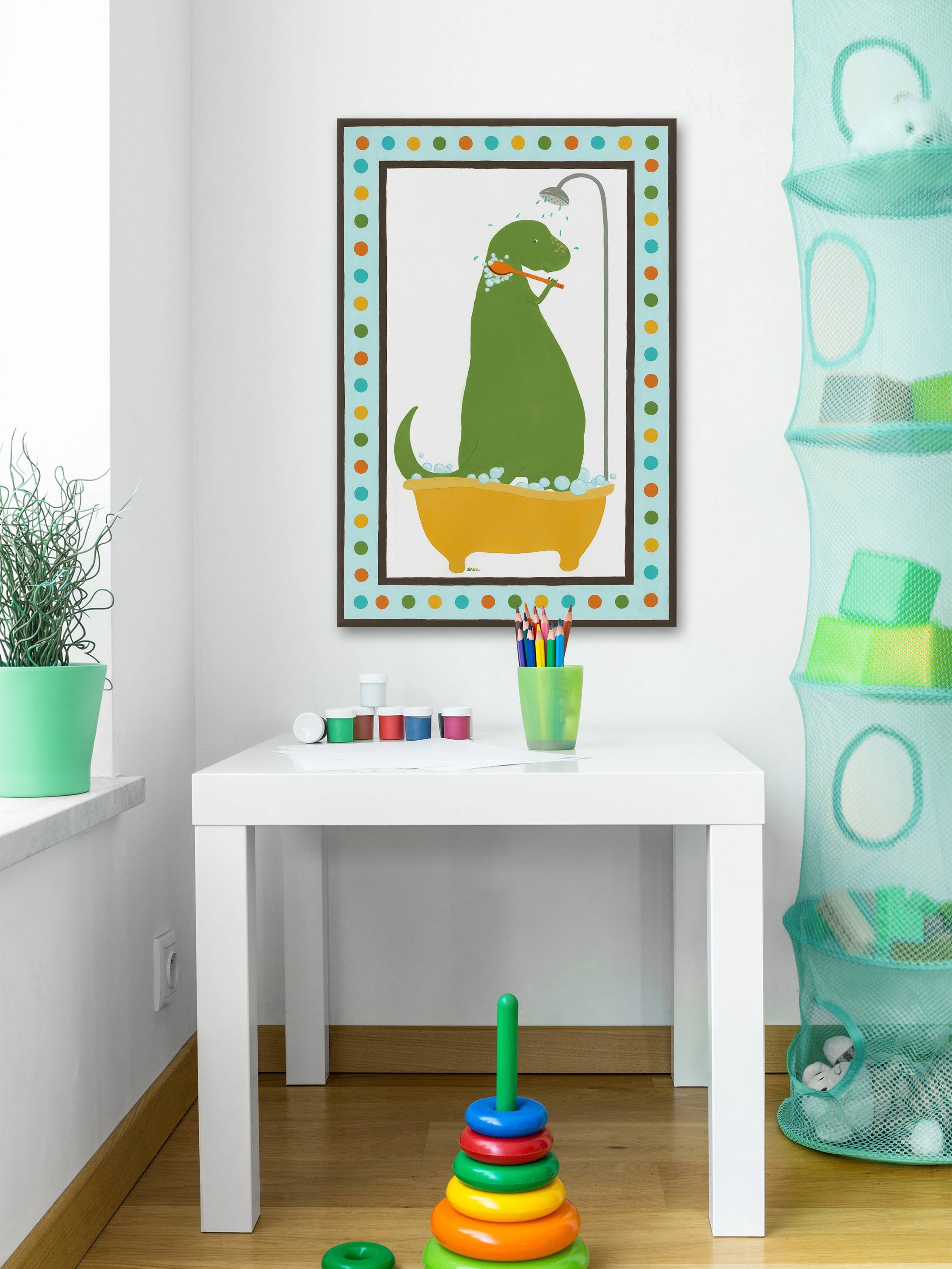 Marmont Hill Rub-a-dub Dino II Canvas Wall Art