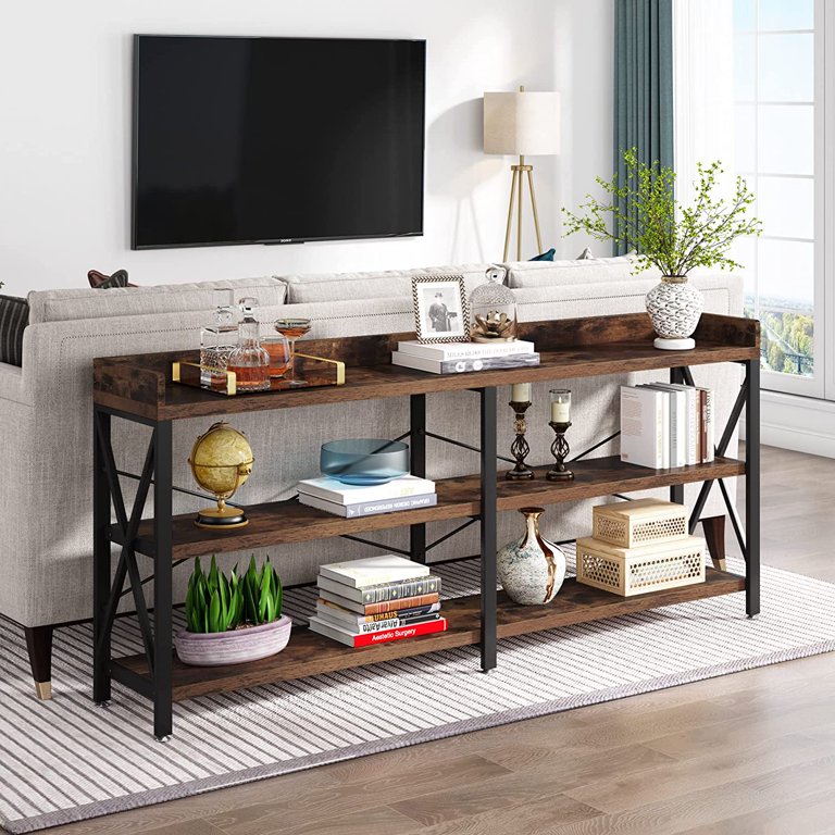 70.9 in. Brown Rectangle Particle Board Extra Long Console Table Skinn