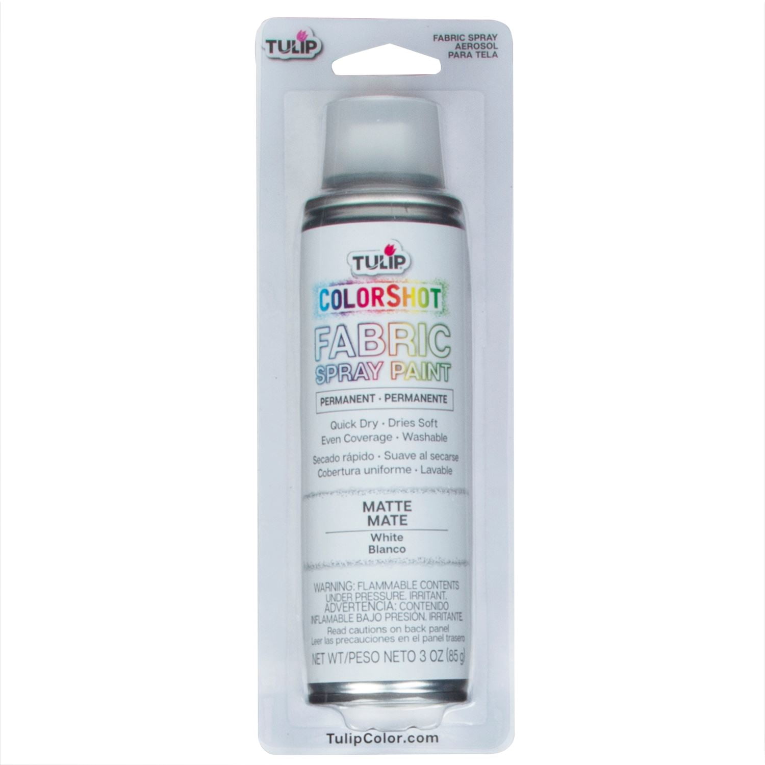 Tulip Color Shot Instant Fabric Spray Paint, 3 fl. Oz. White, Quick Dry and Permanent