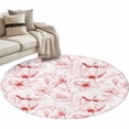 thumbnail image 2 of Round Area Rug 3 Ft, Pink Flower Washable Non-Slip Circle Carpet for Living Room/Bedroom, Watercolor Floral Botanical Line Drawing Print Low-Profile Small Floor Mats Collection Rugs for Indoor, 2 of 7