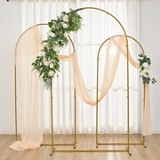 Wedding Arch Backdrop Stand Set of 3 (7.2FT, 6.6FT,5.9FT), Balloon Arch Stand, Metal Arch Backdrop Stand for Wedding Ceremony, Birthday Party, Bridal Baby Showers, Balloon Arch Frame Gold