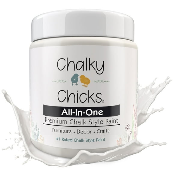 Chalky Chicks 8 Fl Oz Matte Aged Burlap White Chalk Paint for Furniture Without Sanding - No Prep Furniture Paint No Sanding All in One for Crafts, Wood, Cabinet, Walls, Metal, Dresser, Farmhouse