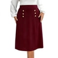 thumbnail image 2 of Pounoo Women's Skirts High Waist Double Breasted A Line Midi Skirt Casual Office Wear Lightweight Breathable Loose Fit Work Skirts Gift, 2 of 6