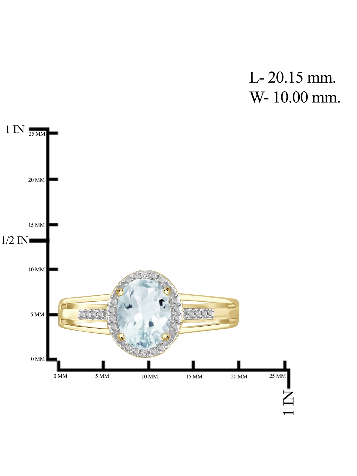 JewelersClub 1 1/7 Carat T.G.W. Aquamarine And White Diamond Accent 14K Gold Over Silver Ring