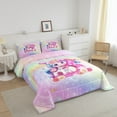 thumbnail image 3 of Erosebridal Pink Unicorn Comforter Sets Queen Size, Initial B Letter Comforters & Duvets, Flower Decor, Reversible 3 Pieces, 3 of 7