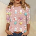 thumbnail image 2 of Easter Eggs Shirts for Womens 3/4 Sleeve Bunny Graphic Print Cute T-Shirts Womens Funny Summer Crew Neck Tees M, 2 of 6