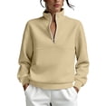 thumbnail image 5 of DIOAZUD Women's Half Zip Sweatshirt Stand Collar Long Sleeve Pullover No Pockets Cozy Casual Fall Winter Everyday Top for Women Khaki S-XXL, 5 of 8