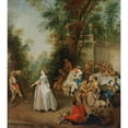thumbnail image 2 of Studio Of&nbsp;Nicolas Lancret 12x13 Black Ornate Wood Framed Double Matted Museum Art Print Titled: Lunch in a Park, 2 of 5