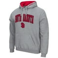thumbnail image 2 of Men's Colosseum Heathered Gray South Dakota Coyotes Arch and Logo Pullover Hoodie, 2 of 3