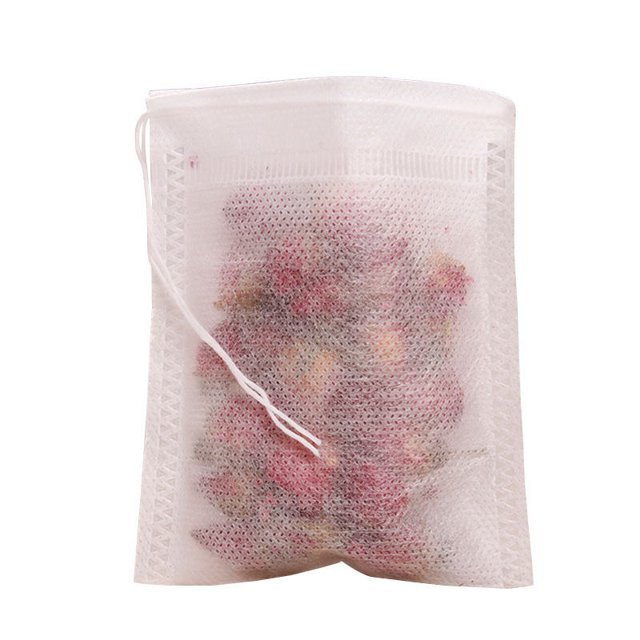 100 bolsas de té desechables para té de hojas sueltas, bolsas de té vacías para té suelto con cordón, bolsas de filtro de té natural para té suelto (2,4 x 3,15 pulgadas)