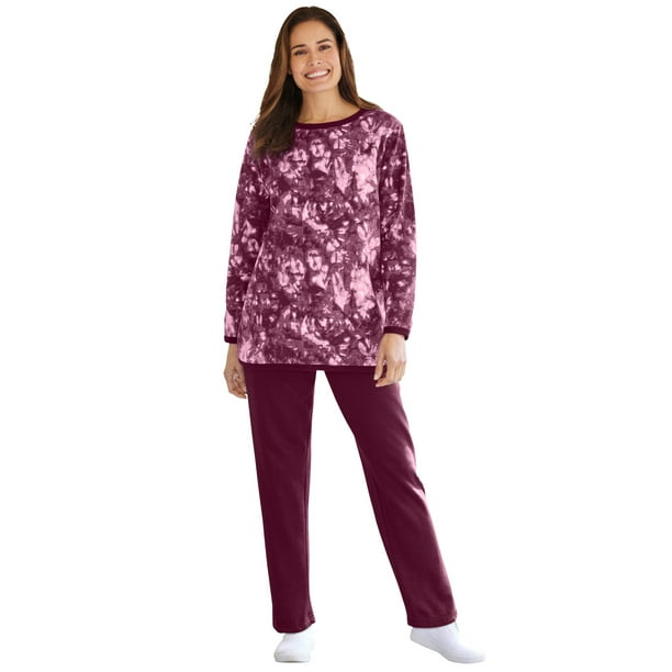 Woman Within Women's Plus Size Petite Fleece Sweatshirt Set Sweatsuit