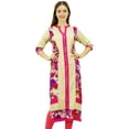 thumbnail image 1 of Phagun Women's Straight Rayon Indian Kurta Beige Casual Ethnic Tunic Kurti - 26, 1 of 6